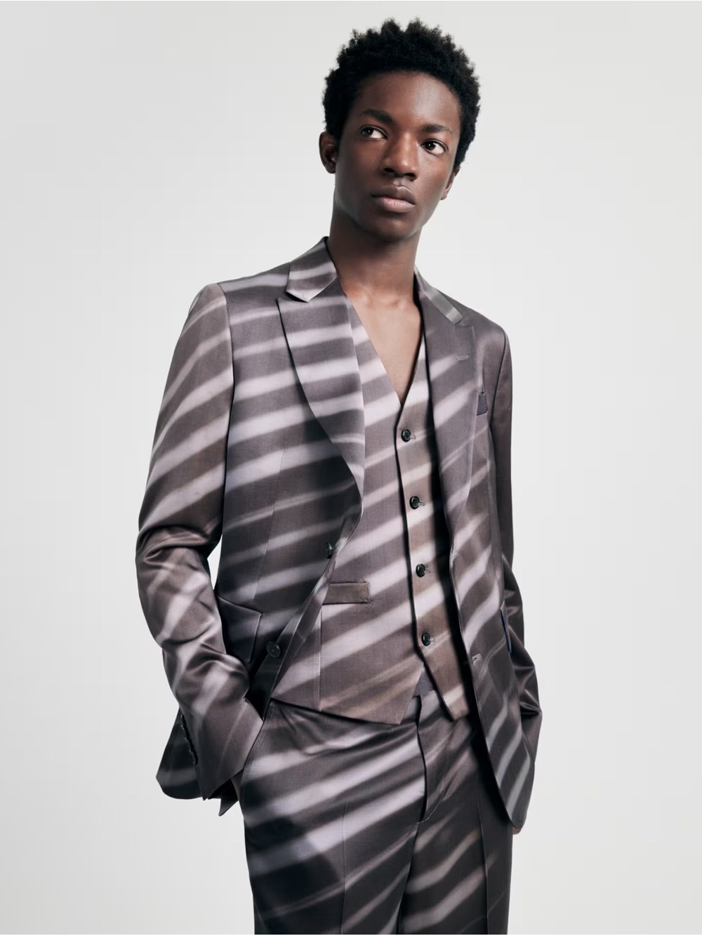 Paul Smith Men's Striped Charcoal Striped Blazer Modern Tailored Fit